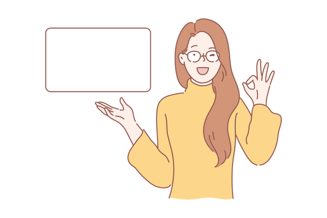 Mulher mostrando quadro de marketing  Ilustração