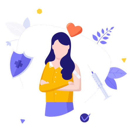 Mulher mostrando vacinada  Illustration