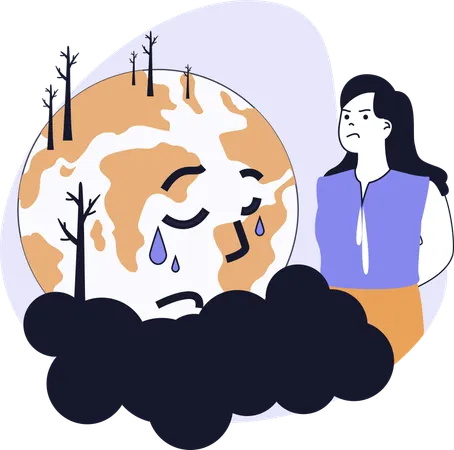 Mulher se motiva a salvar o planeta Terra  Ilustração