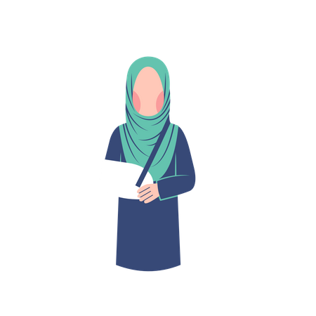 Mulher muçulmana com braço quebrado  Ilustração