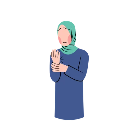 Mulher muçulmana com dor no pulso  Ilustração