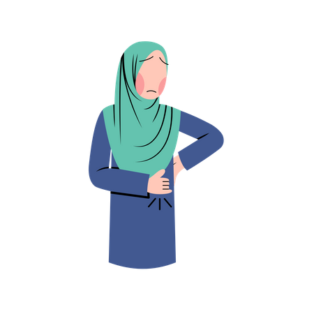 Mulher muçulmana com dor no quadril  Ilustração