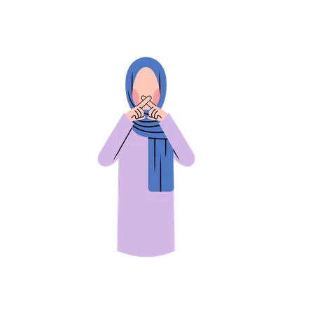 Mulher muçulmana dizendo não  Ilustração