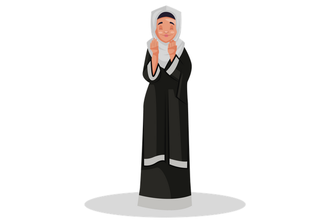 A mulher muçulmana está de pé e rezando a Deus  Ilustração
