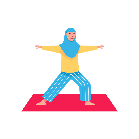 Mulher muçulmana fazendo ioga  Ilustração