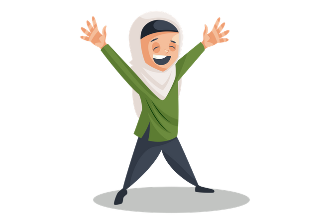 Mulher muçulmana feliz  Ilustração