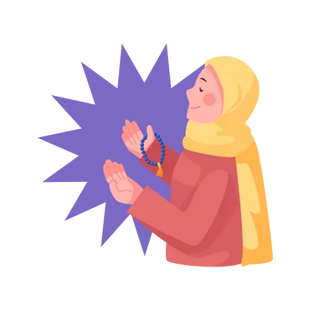 Mulher muçulmana rezando  Ilustração