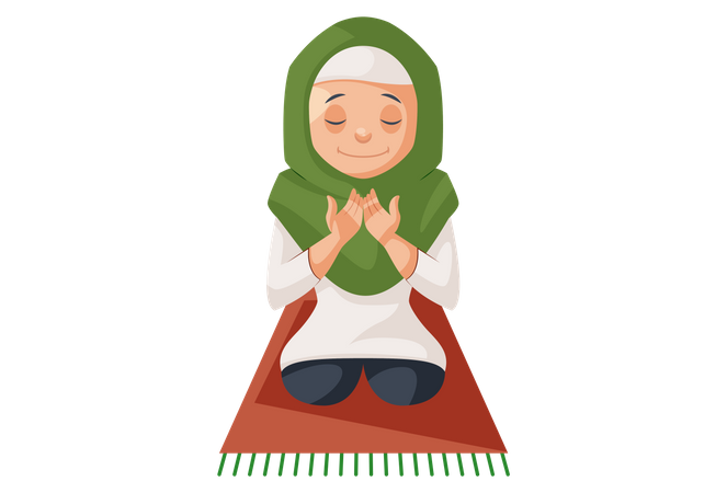 Mulher muçulmana rezando namaz  Ilustração