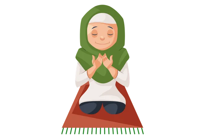 Mulher muçulmana rezando namaz  Ilustração