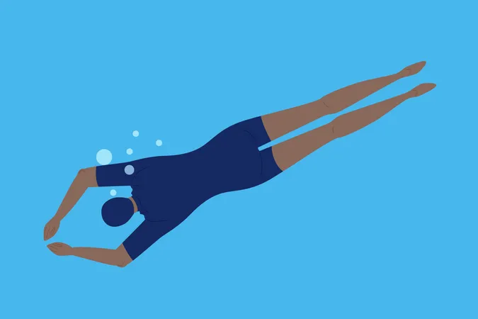 Nadador Debaixo Dagua Personagem Nadando Na Piscina Ou No Mar Mulher Esportiva Ou Homem Em Traje De Banho E Touca De Banho Ilustração