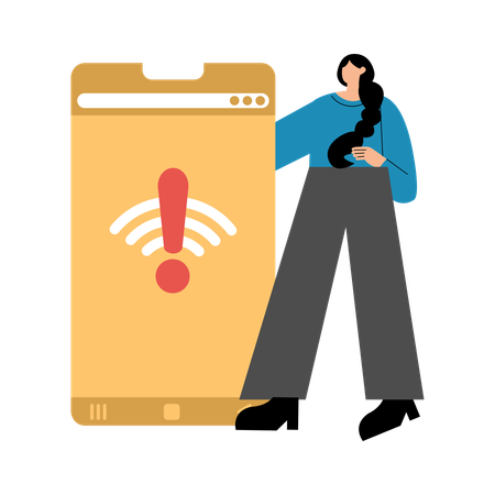 Mulher não recebe sinal de internet no celular  Ilustração