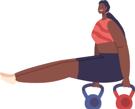 Mulher negra poderosa com músculos esculpidos  Ilustração