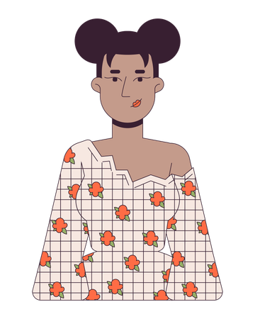 Mulher negra vestindo blusa com estampa floral  Ilustração