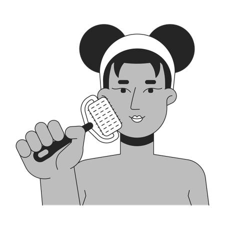 Mulher negra usando ferramenta de microagulhamento  Ilustração