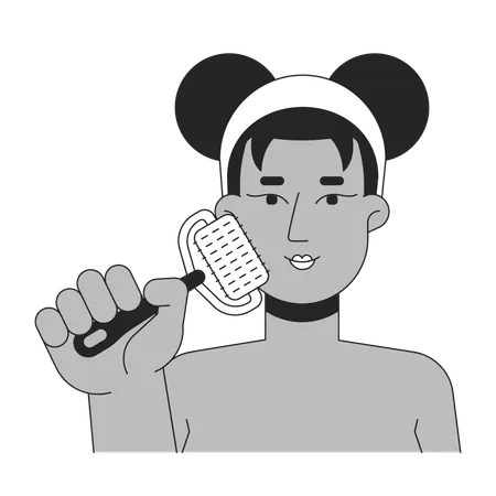 Mulher negra usando ferramenta de microagulhamento  Ilustração