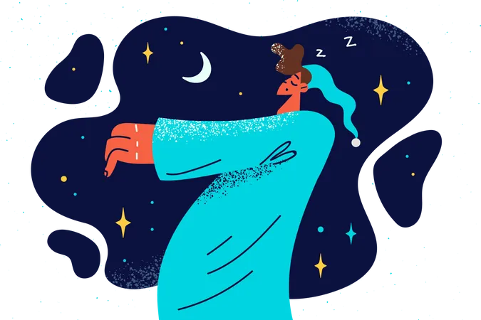 Mulher em sonho noturno  Ilustração