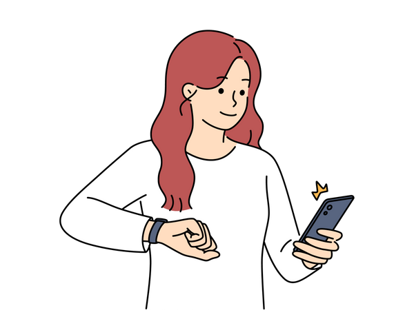 Mulher olhando para o celular  Ilustração