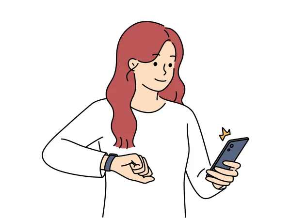 Mulher olhando para o celular  Ilustração