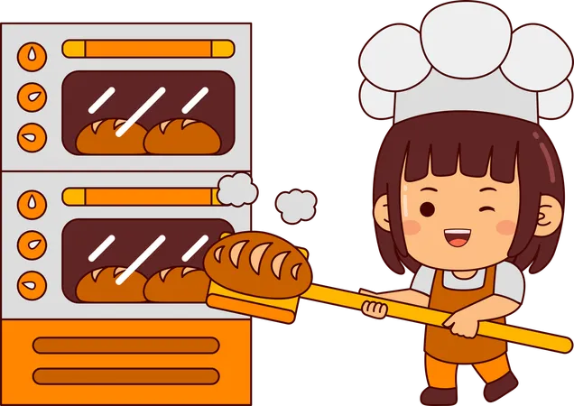 Padeiro feminino fazendo pão  Ilustração