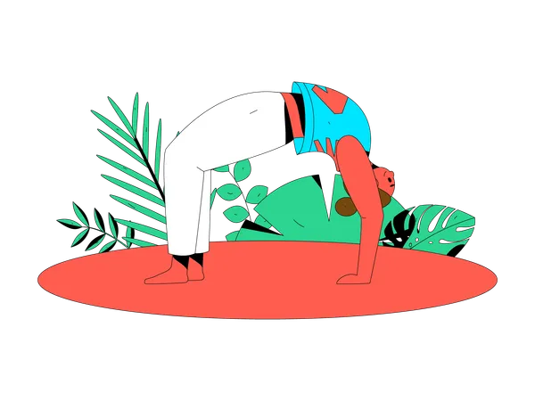 Mulher pratica yoga todos os dias  Ilustração