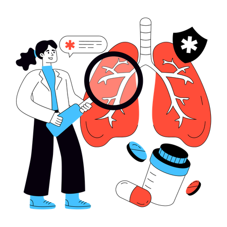 Mulher precisa de análise pulmonar  Illustration
