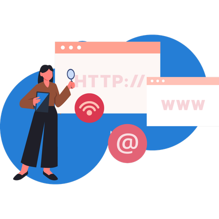 Mulher procurando site  Ilustração