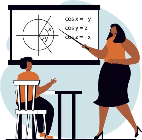 Professora ensinando matemática  Ilustração