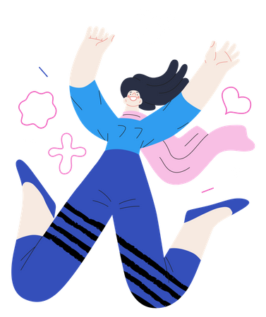 Mulher pulando no ar  Ilustração