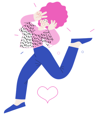 Mulher pulando no ar  Ilustração