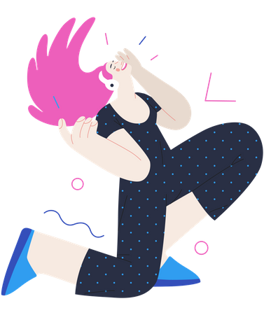 Mulher pulando no ar  Ilustração