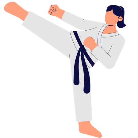 Mulher que pratica Taekwondo  Ilustração