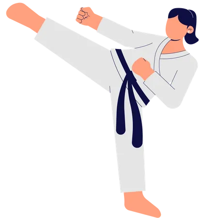 Mulher que pratica Taekwondo  Ilustração