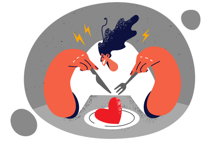 Mulher quebrando o coração  Ilustração