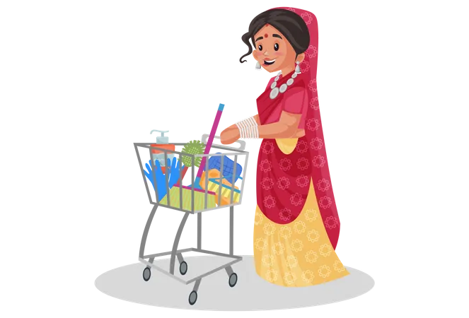 Mulher do Rajastão fazendo compras  Ilustração