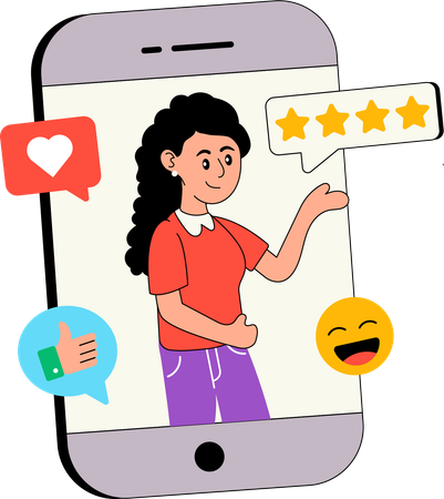 Mulher recebe feedback nas redes sociais  Ilustração