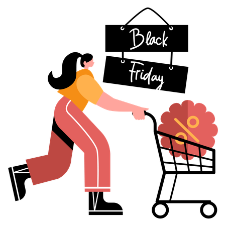 Mulher recebe ofertas da Black Friday  Ilustração