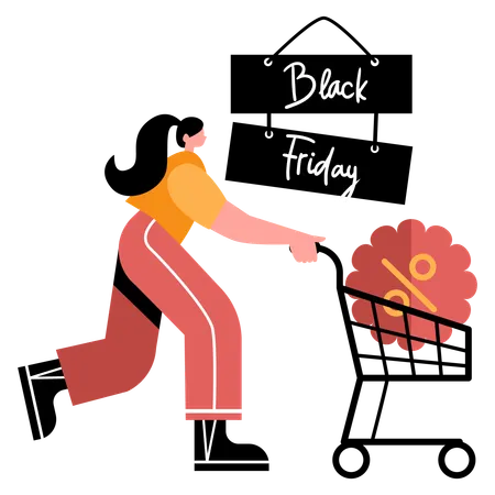 Mulher recebe ofertas da Black Friday  Ilustração