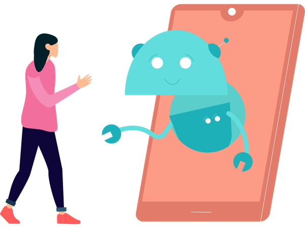 Mulher recebendo assistência robótica  Ilustração
