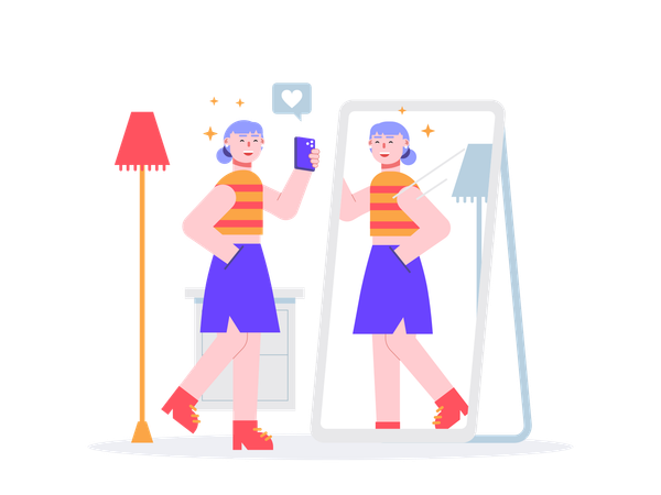 Mulher registra blog de moda  Ilustração