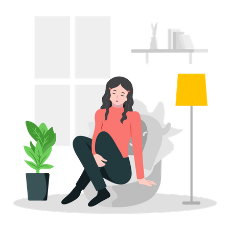 Mulher relaxada em casa  Ilustração