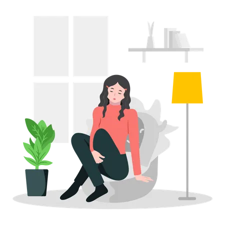 Mulher relaxada em casa  Ilustração