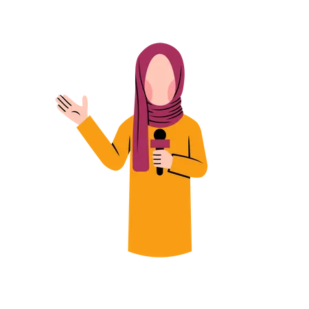 Personagem Reporter Hijab Ilustração
