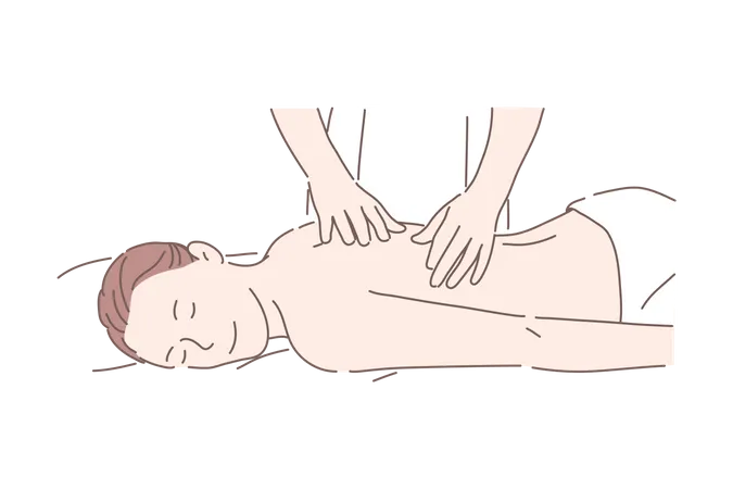 Mulher fazendo massagem nas costas  Ilustração