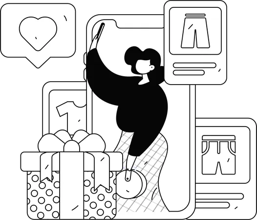 Mulher se torna blogueira de moda social  Ilustração