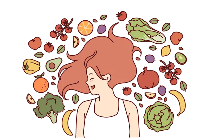 Mulher segue plano de dieta  Ilustração