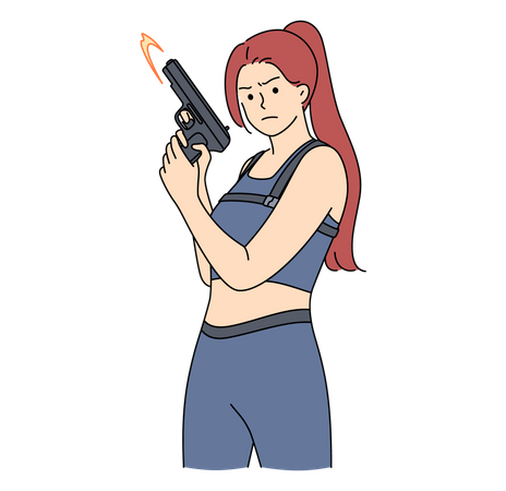 Mulher segurando arma  Ilustração