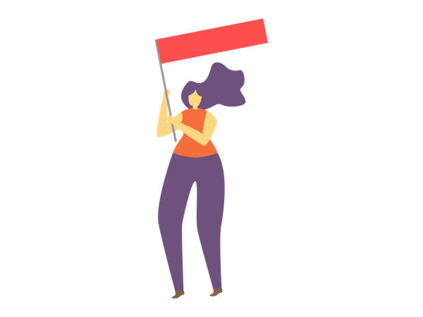 Mulher segurando bandeira  Ilustração