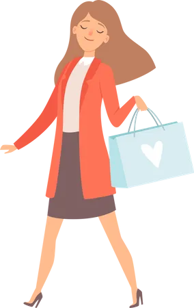 Mulher segurando sacola de compras  Ilustração