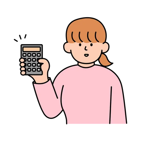 Mulher segurando calculadora  Ilustração