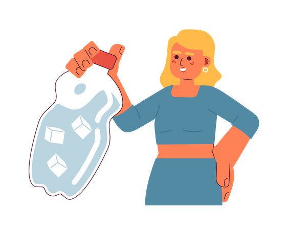 Mulher segurando uma garrafa de água  Ilustração